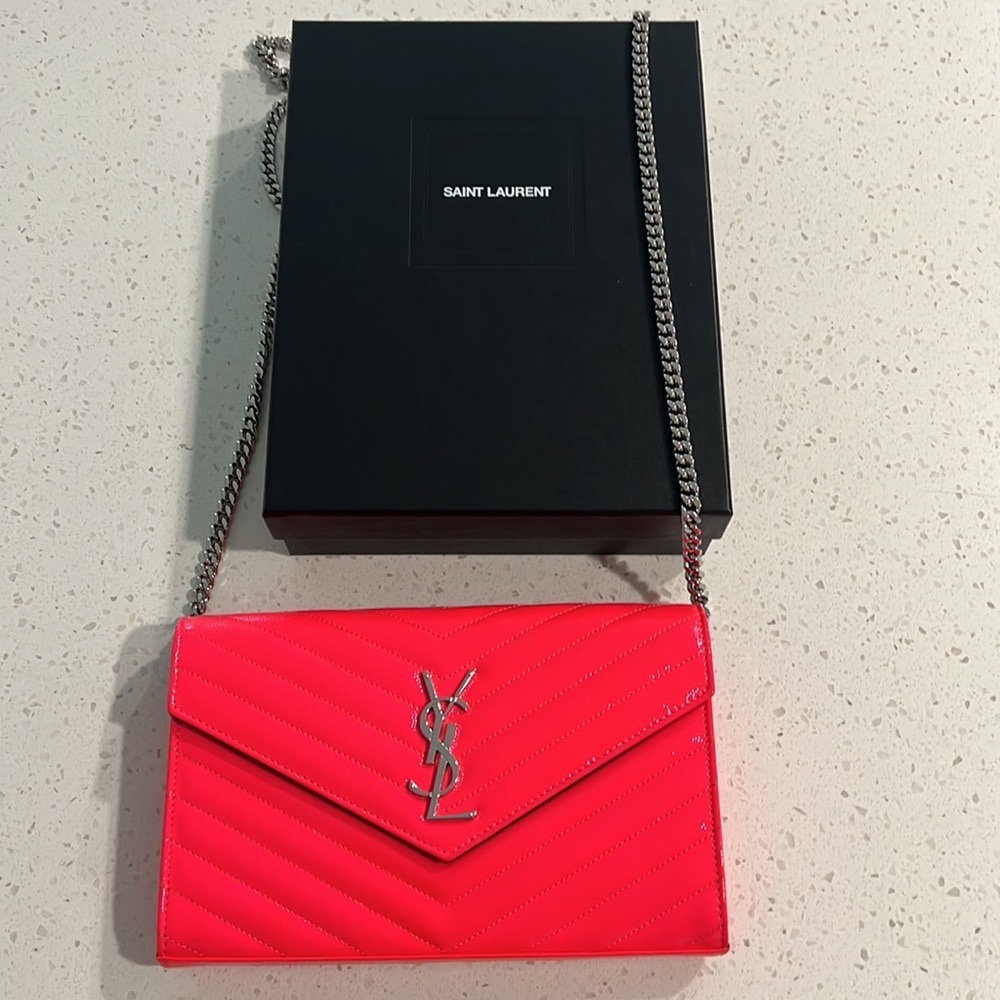 💗✨ RARE NEON PINK YSL WALLET ON CHAIN ✨